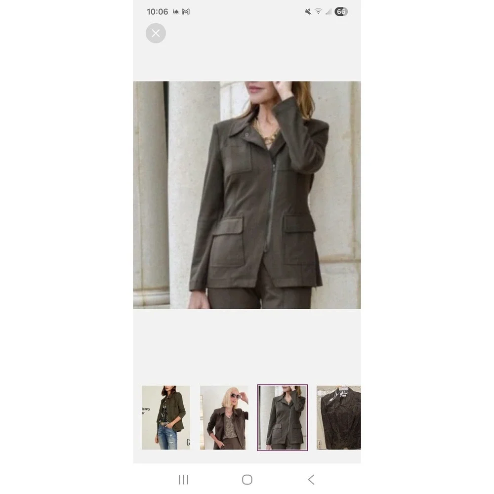 Cabi Academy Jacket‎ 4120 Women XXL Dark Olive Brown Zip Front Utility Blazer